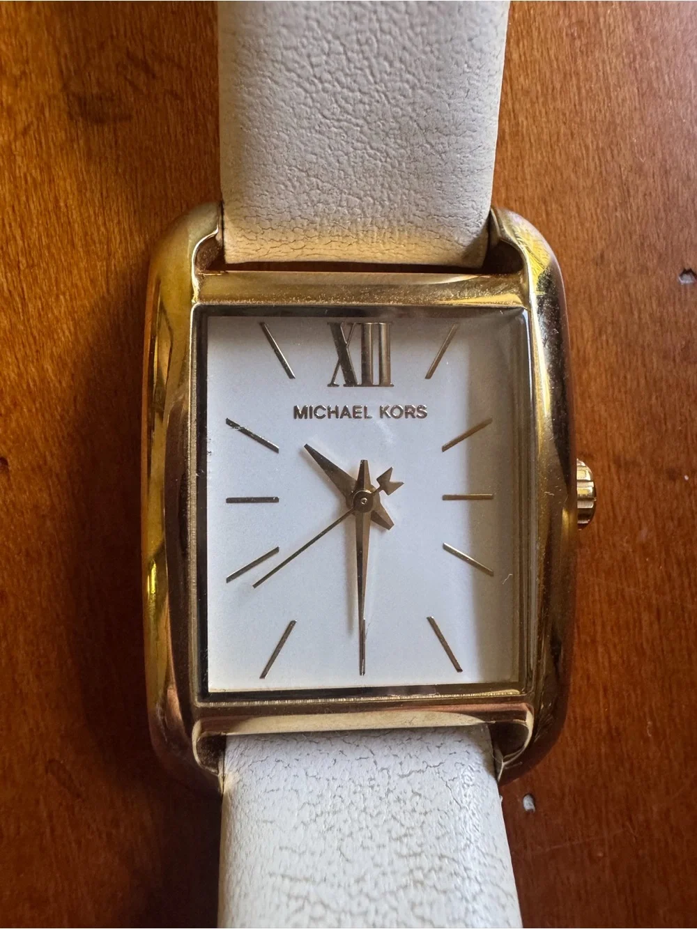 Michael Kors Women's Gold Case White Leather Watch